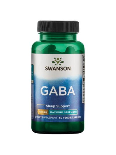Swanson GABA - 750mg Maximum Stärke - 60 vegetabilische Kapseln