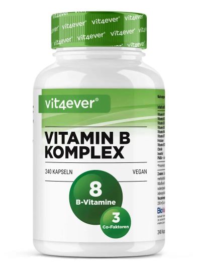 Vit4ever Vitamin B Komplex 8 B-Vitamine + 3 Co-Faktoren 240 Kaps
