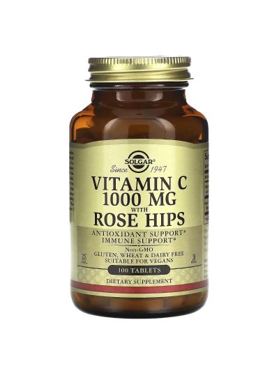 Solgar Vitamin C With Rose Hips, 100 Tablets